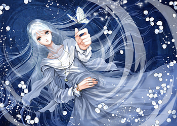 Zodiac Virgo, blue, white, zodiac, anime, butterfly, virgo, girl, manga HD wallpaper