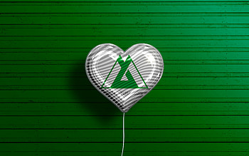 I Love Toyama, , realistic balloons, green wooden background, Day of Toyama, japaenese prefectures, flag of Toyama, Japan, balloon with flag, Prefectures of Japan, Toyama flag, Toyama HD wallpaper