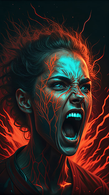 Fierce Fury: Intense Mad Emotion , woman, fire HD phone wallpaper