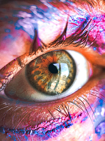 Macro, Miscellanea, Miscellaneous, Multicolored, Motley, Paint, Eye, Pupil, Eyelash, Eyelashes HD phone wallpaper