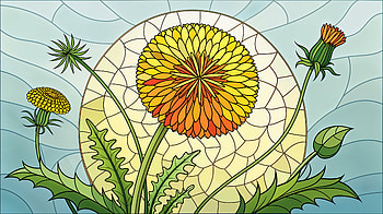 Radiant Dandelion in Ultra, dandelion, stained glass, flower, colorful design HD wallpaper
