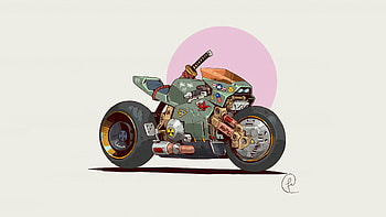 Cyberpunk Retro Bike , cyberpunk, retro, artist, artwork, digital-art, deviantart HD wallpaper