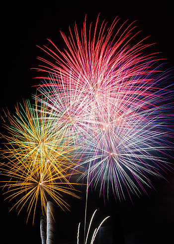 Holidays, Night, Sparks, Multicolored, Motley, Holiday, Fireworks, Firework HD phone wallpaper
