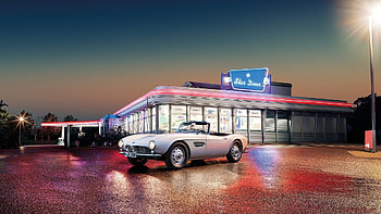 BMW 507, vintage, car, bmw, r, diner, graph HD wallpaper