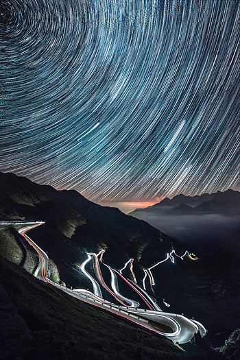 Nature, Night, Italy, Shine, Light, Alpine Road, High Road, Stelvio HD phone wallpaper