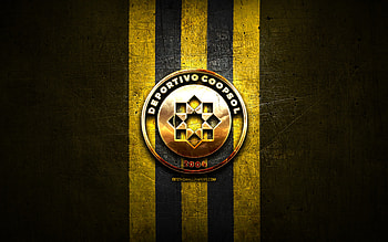 Deportivo Coopsol FC, golden logo, Liga 1 Apertura, yellow metal background, football, peruvian football club, Deportivo Coopsol logo, soccer, Deportivo Coopsol HD wallpaper