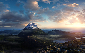 Nature, Mountains, Clouds, Height, Calmness, Tranquillity HD wallpaper