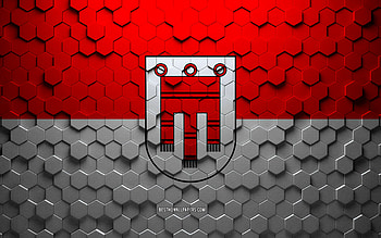 Flag of Vorarlberg, honeycomb art, Vorarlberg hexagons flag, Vorarlberg, 3d hexagons art, Vorarlberg flag HD wallpaper