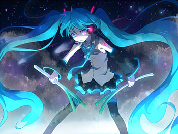It's battle time, blue, black, awesome, heads, leek, uniform, cute, vocaloid, spring onion, beauty, nice, miku, negi, vocaloids, hatsune, thighhighs, skirt, blue eyes, hatsune miku, blue hair, girl, headset, beautiful, diva, tie, anime, pretty, cool, virtual HD wallpaper