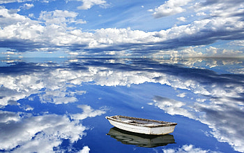 Nature, Sky, Clouds, Reflection, Boat, Reflections HD wallpaper