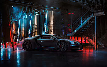 Bugatti Chiron, 2022, side view, hypercar, matte black Chiron, luxury cars, supercars, Bugatti HD wallpaper
