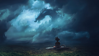 Goku And Shenron , goku, dragon-ball, shenron, dragon, anime, artist, artwork, digital-art HD wallpaper