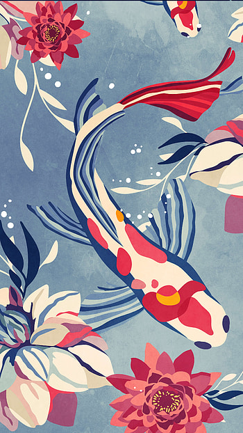 Koi, art, aquarelle HD phone wallpaper