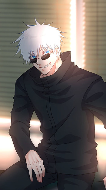 Gojo: Glasses & Glow / Blue-Eyed Gojo / School Uniform Gojo / Satoru Gojo , glasses, school uniform, blue eyes, white hair, Satoru Gojo, Anime, Jujutsu Kaisen HD phone wallpaper