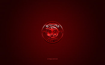 Hapoel Asod FC, Israeli football club, Liga Leumit, red logo, red carbon fiber background, football, Asod, Israel, Hapoel Asod FC logo HD wallpaper