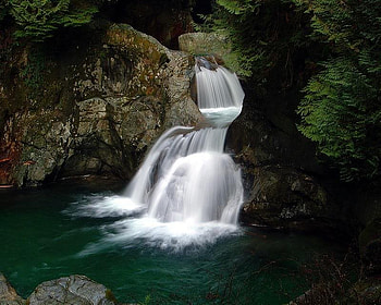 Twin Falls, falls, trees, water, rock HD wallpaper