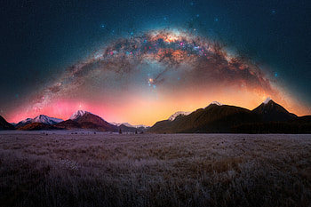 Starry Horizons Majestic Stars Blanketing The Landscape, landscape, stars, nature HD wallpaper
