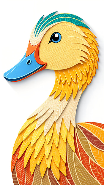 Vibrant Duck for Your , duck, paper art, colorful, illustration, Animal HD phone wallpaper