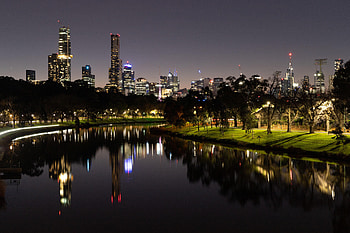 Rivers, Cities, Building, Lights, Night City HD wallpaper