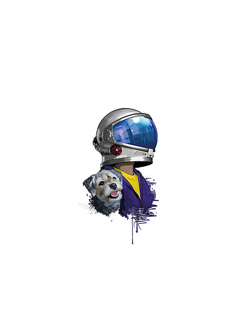 Helmet guy and dog, art HD phone wallpaper