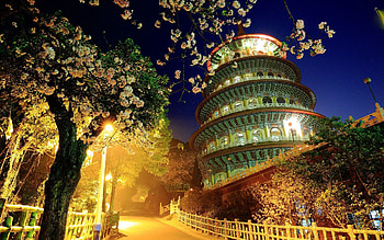 Cities, Trees, Building, Evening, China HD wallpaper