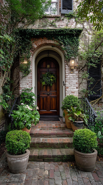 Cozy Ivy-Covered Front Door Entryway HD phone wallpaper