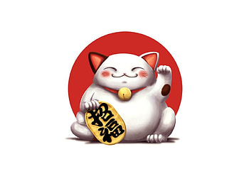 Maneki, kitten, lucky, animal, kitty, lucky cat, cute, oriental, nice, coin, luck cat, , happy, adorable, sweet, white, luck, smile, chinese, cat, kawaii, neko, pretty, feng shui, lovely HD wallpaper