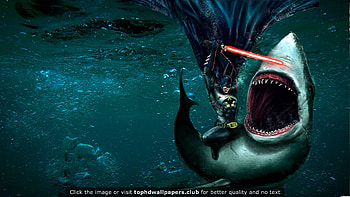 Batman Fighting a Shark With a Lightsaber or for your PC, Mac HD wallpaper