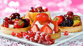 Dessert, fraise, gateaux, cerise HD wallpaper