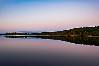 Lake, reflections, autumn, dawn, nature HD wallpaper