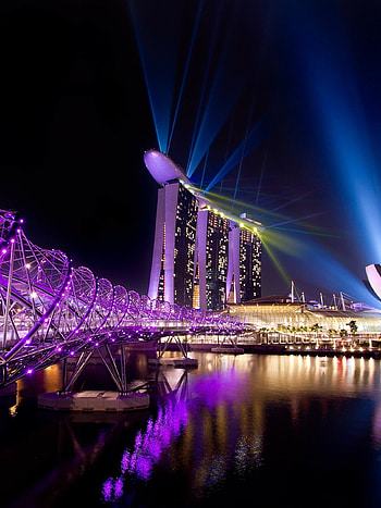 Singapore, City night lights HD phone wallpaper