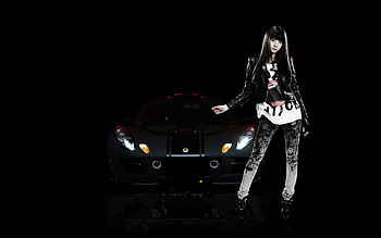 Asian Beauty By A Hot Car (1), asian, car, vehicle, dark, female HD wallpaper