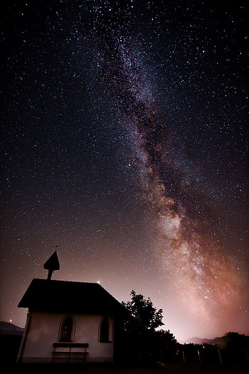 Nature, Stars, Night, Starry Sky, Milky Way, Small House, Lodge HD phone wallpaper