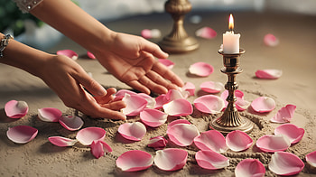 Serene Rose Petals: A Experience, rose petals, candlelight, Romantic, hand HD wallpaper