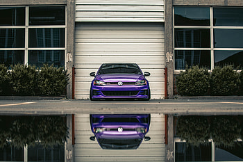 Volkswagen, Violet, Cars, Lights, Car, Front View, Machine, Purple, Headlights, Volkswagen Gti HD wallpaper