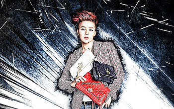 G-Dragon, grunge art, K-pop, South Korean singer, Big Bang, blue abstract rays, Kwon Ji Yong, South Korean celebrity, G-Dragon HD wallpaper