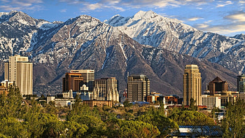 Salt Lake City Skyline, Urban metropolis, Mountain backdrop, Scenic beauty HD wallpaper