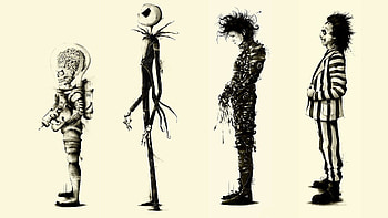 Jacck-skellington-beetlejuice-edward-scissorhands-fan-art-mars- HD wallpaper