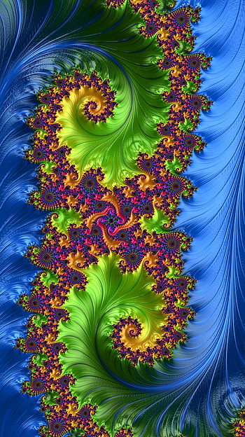 Fractal Art for your Smart or Tablet, blue, green, CGI, psychedelic, trippy, Abstract, fractal, abstract blue, abstract green HD phone wallpaper