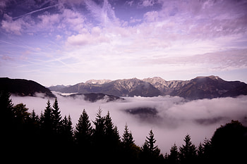 Landscape, Nature, Trees, Mountains, Clouds, Height HD wallpaper