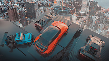 Cars Skyline , cars, artist, artwork, digital-art, artstation HD wallpaper