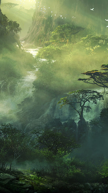 Verdant Dreamscape — Fantasy Forest , forest, green, tree, fantasy, landscape, fantasy landscape HD phone wallpaper