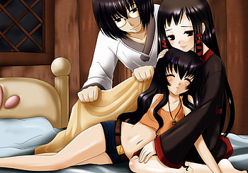 Happy Family, ar tonelico ii, black, cute, long hair, cocona, anime, short hair, video games, glasses, jakuri, loli, sleep HD wallpaper