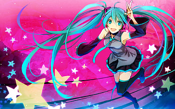 Happy miku, miku, blue hair, vocaloid, anime HD wallpaper