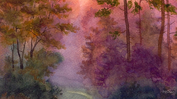 Autumn Sunset Trees, alluring, colorful, watercolor, fascinating, enchanting, alien, water color, abstract, painting, magical, lavender, autumn, captivating, sunset, distant, remote, que, faraway, fall, soft, dark, purple, pink, leaves, book, light, quaint, romantic HD wallpaper