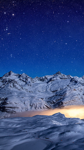 Starry Sky over Gorner Glacier, star, starry sky, sky, winter, nature HD phone wallpaper