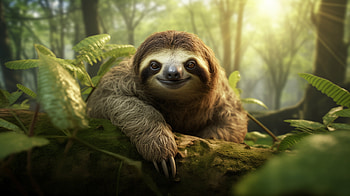 Sloth in Sunlit Forest -, Animal, sloth HD wallpaper