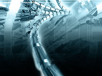 Metallic, blue, techno, abstract HD wallpaper