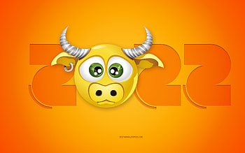 2022 Taurus Year, Happy New Year 2022, yellow background, 3D Taurus zodiac sign, 2022 New Year, Taurus zodiac sign, 2022 concepts, Taurus HD wallpaper