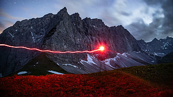 Thunder Strike Light Mountain Range, thunder, light, mountain, mountains, sky, clouds, nature HD wallpaper